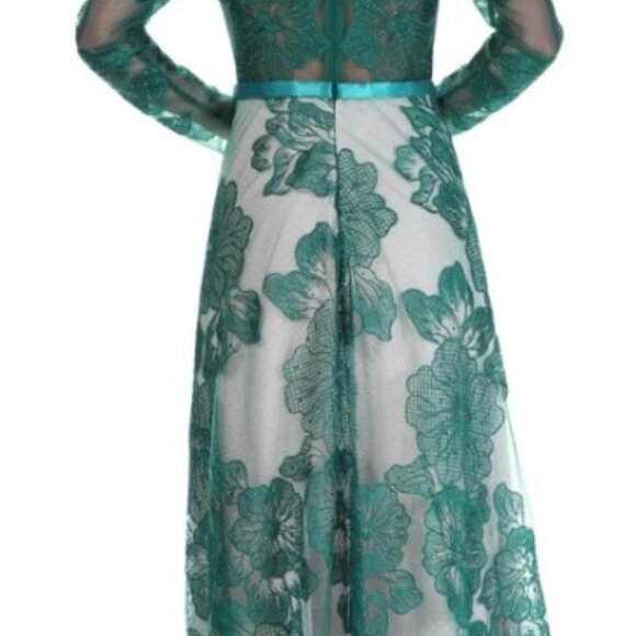 SPECIAL OCCASION Formal SHEER Embroidery Floral Long Evening Gown prom dress - Picture 4 of 5